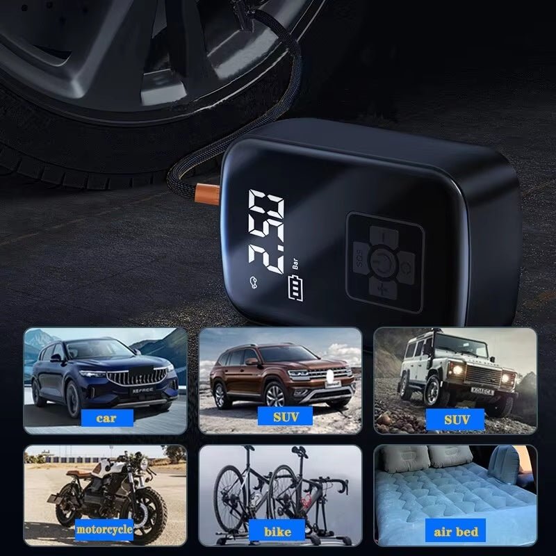 Compresseur d'air électrique sans fil pour voiture, gonfleur de pneus pour moto, vélo, bateau, roues automobiles - OUIOUISHOP