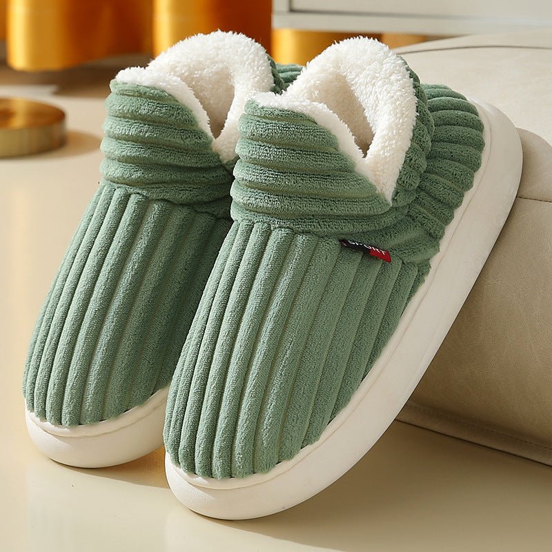 Pantoufles en coton pour hommes et femmes, nouvelles pantoufles d'hiver à la mode pour l'extérieur, pantoufles de Couple chaudes et intérieures pour chambre à coucher, chaussures en peluche polaire moelleuses - OUIOUISHOP