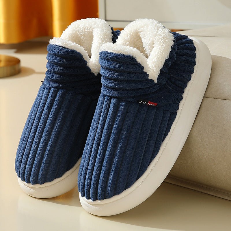 Pantoufles en coton pour hommes et femmes, nouvelles pantoufles d'hiver à la mode pour l'extérieur, pantoufles de Couple chaudes et intérieures pour chambre à coucher, chaussures en peluche polaire moelleuses - OUIOUISHOP