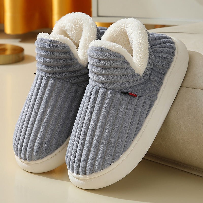 Pantoufles en coton pour hommes et femmes, nouvelles pantoufles d'hiver à la mode pour l'extérieur, pantoufles de Couple chaudes et intérieures pour chambre à coucher, chaussures en peluche polaire moelleuses - OUIOUISHOP