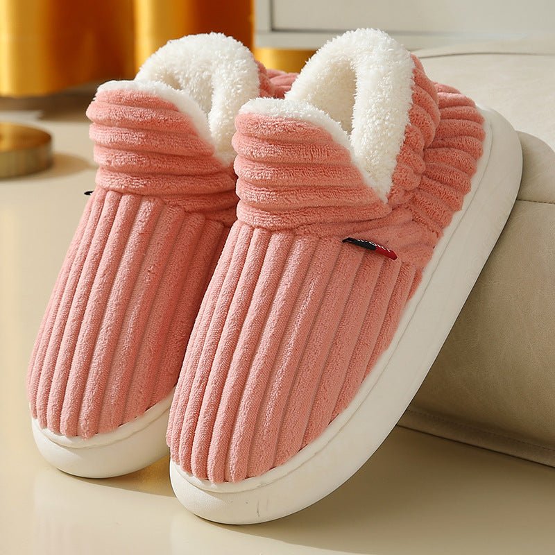 Pantoufles en coton pour hommes et femmes, nouvelles pantoufles d'hiver à la mode pour l'extérieur, pantoufles de Couple chaudes et intérieures pour chambre à coucher, chaussures en peluche polaire moelleuses - OUIOUISHOP