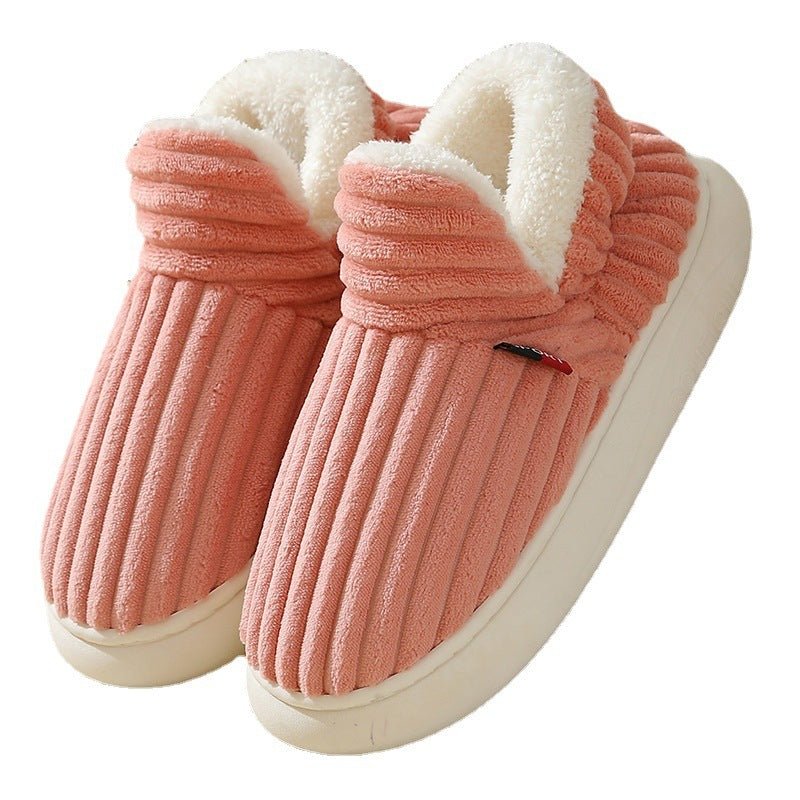Pantoufles en coton pour hommes et femmes, nouvelles pantoufles d'hiver à la mode pour l'extérieur, pantoufles de Couple chaudes et intérieures pour chambre à coucher, chaussures en peluche polaire moelleuses - OUIOUISHOP