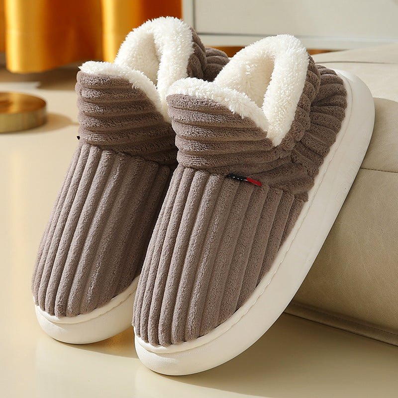 Pantoufles en coton pour hommes et femmes, nouvelles pantoufles d'hiver à la mode pour l'extérieur, pantoufles de Couple chaudes et intérieures pour chambre à coucher, chaussures en peluche polaire moelleuses - OUIOUISHOP