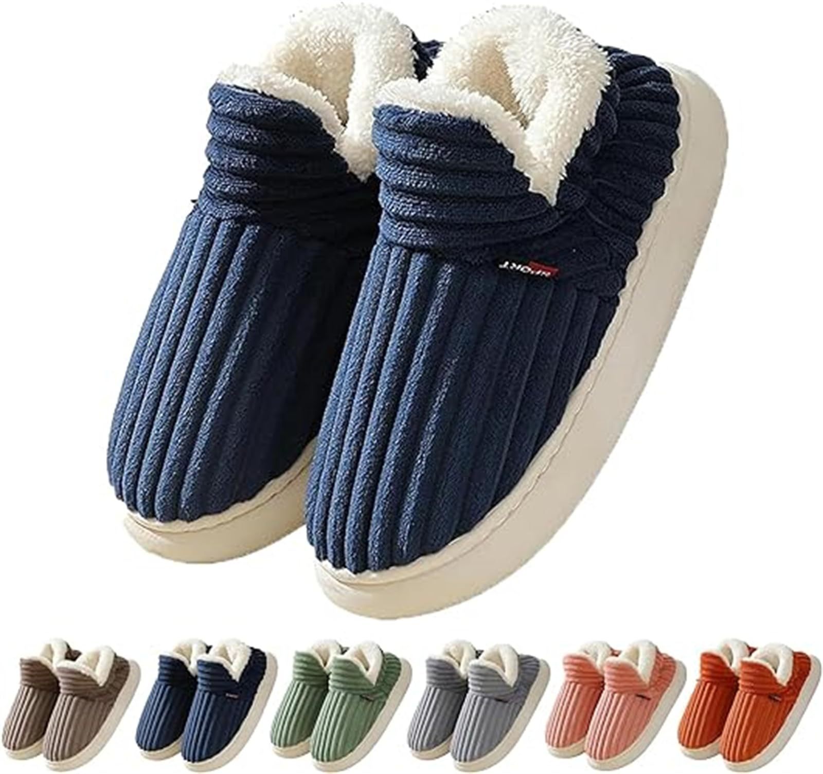 Pantoufles en coton pour hommes et femmes, nouvelles pantoufles d'hiver à la mode pour l'extérieur, pantoufles de Couple chaudes et intérieures pour chambre à coucher, chaussures en peluche polaire moelleuses - OUIOUISHOP